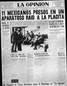 Newspaper 11 Mexicanos Presos En Un Aparatoso Raid a La Placita | Zinn Education Project