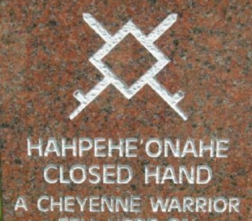 Marker stone at the Little Bighorn Battlefield, Montana.