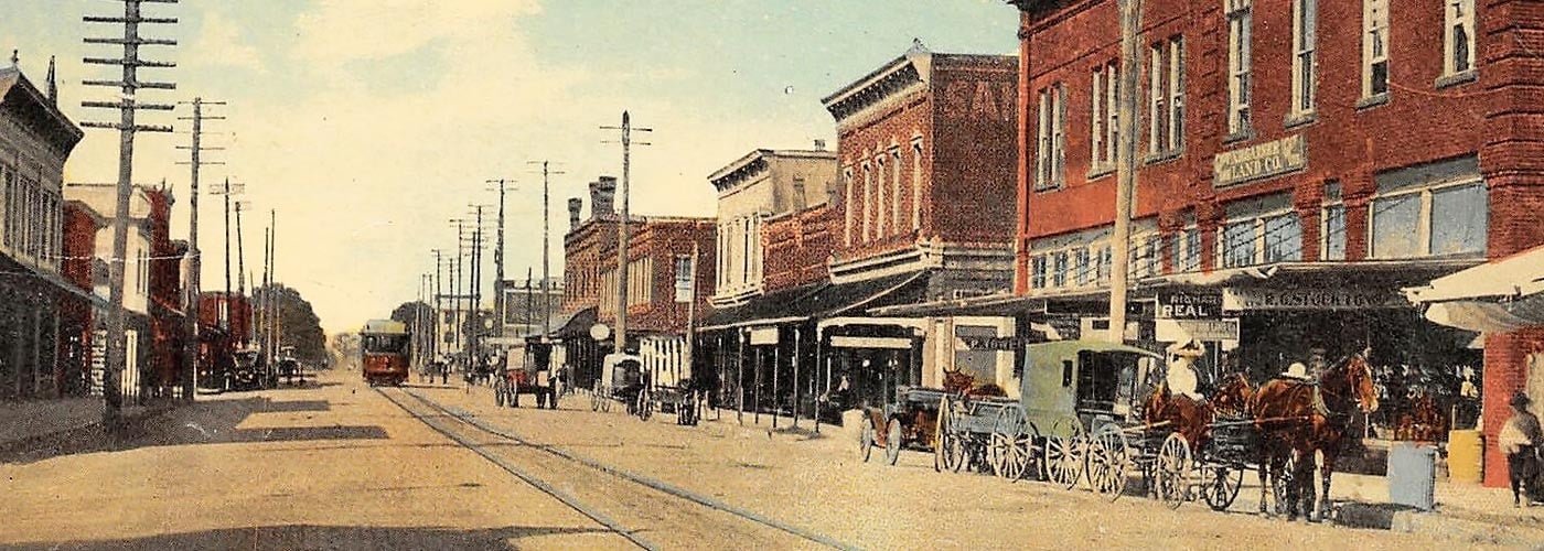 A landscape painting of historic Sanford, Florida.