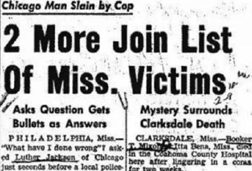 Newspaper headline reading "2 More Join List Of Miss. Victims"