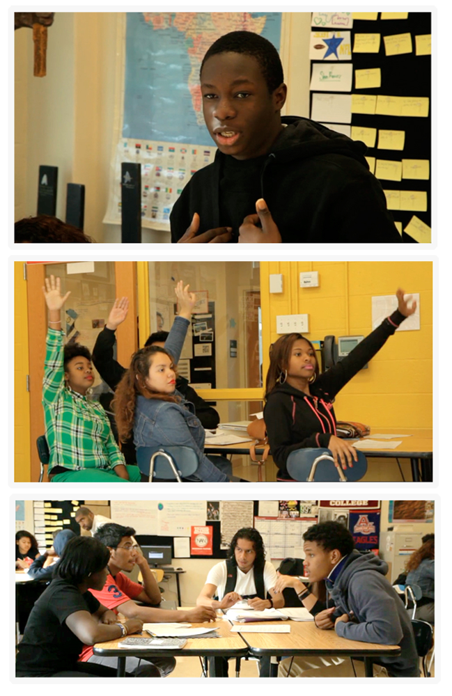 Students engaged with learning people's history Zinn Education