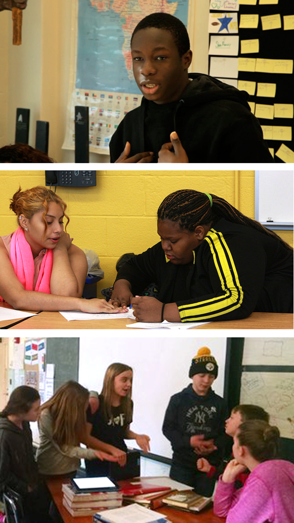 Students engaged with learning people's history Zinn Education