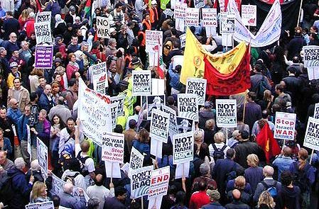 London anti-war protest with banners | Zinn Education Project