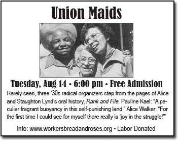 A 2012 flyer for event featuring women in the film "Union Maids."