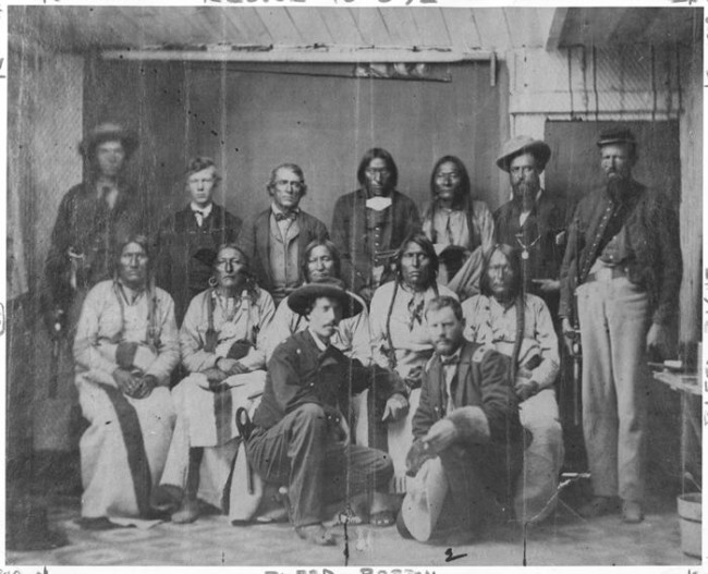 A delegation of Arapaho and Cheyenne leaders met with the U.S. military on Sept. 28, 1864, at Camp Weld, Colo., to seek peace on the plains east of Denver, almost two months before the Sand Creek Massacre. Denver Public Library, Western History Collection.