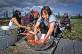 Yup'ik children preparing salmon | Zinn Education Project