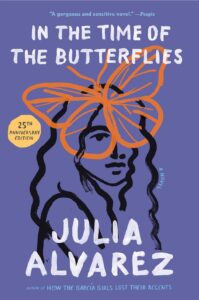 book cover showing sketch of woman's face with a sketch of a butterfly overlapping her.