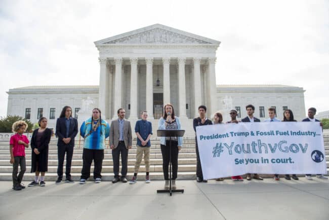 Juliana vs. US defendants standing during a press conference.