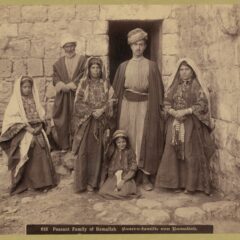 Portrait of Palestinian family of Ramallah, circa 1900-1910.