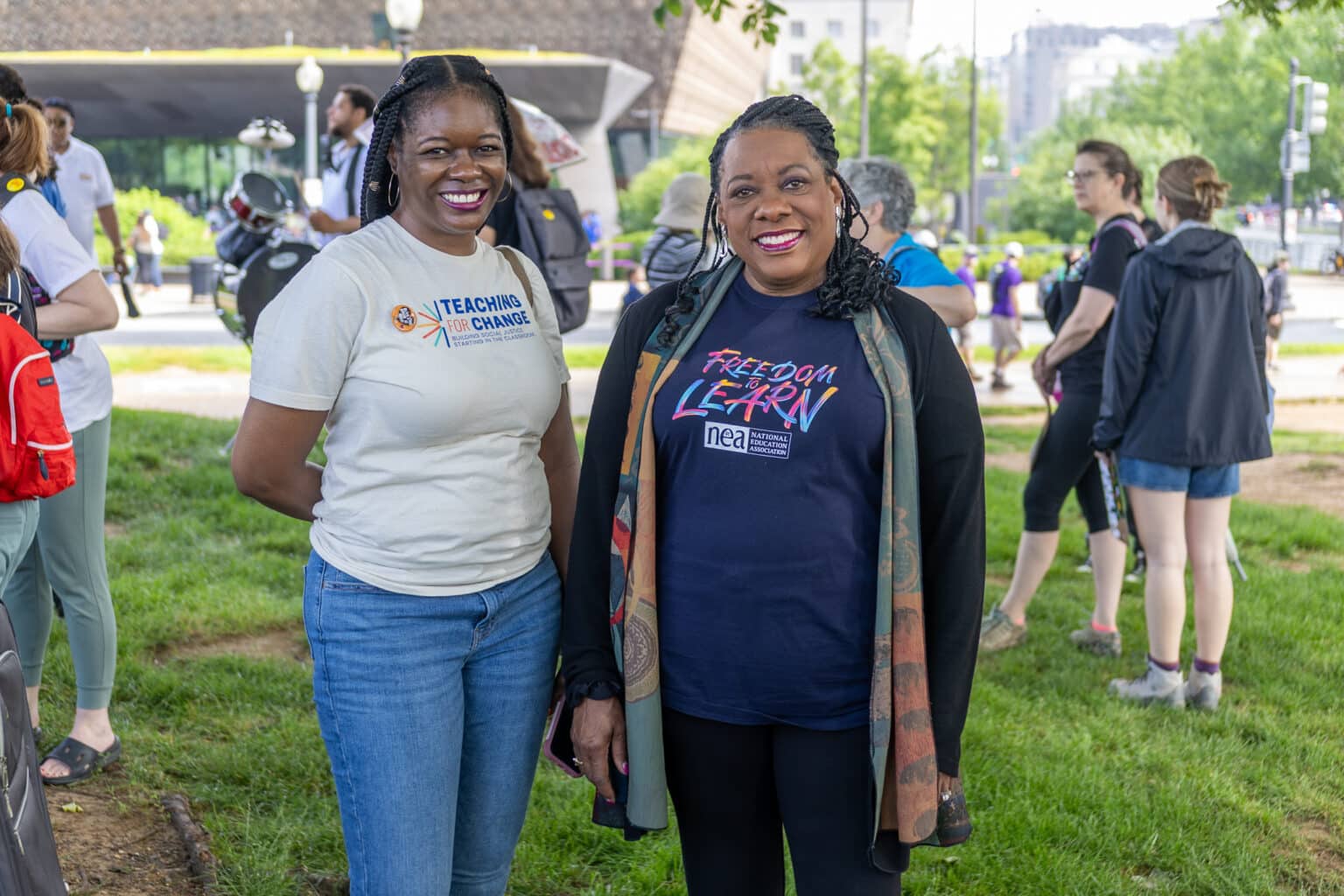 Tamyka Morant and second woman pose in park