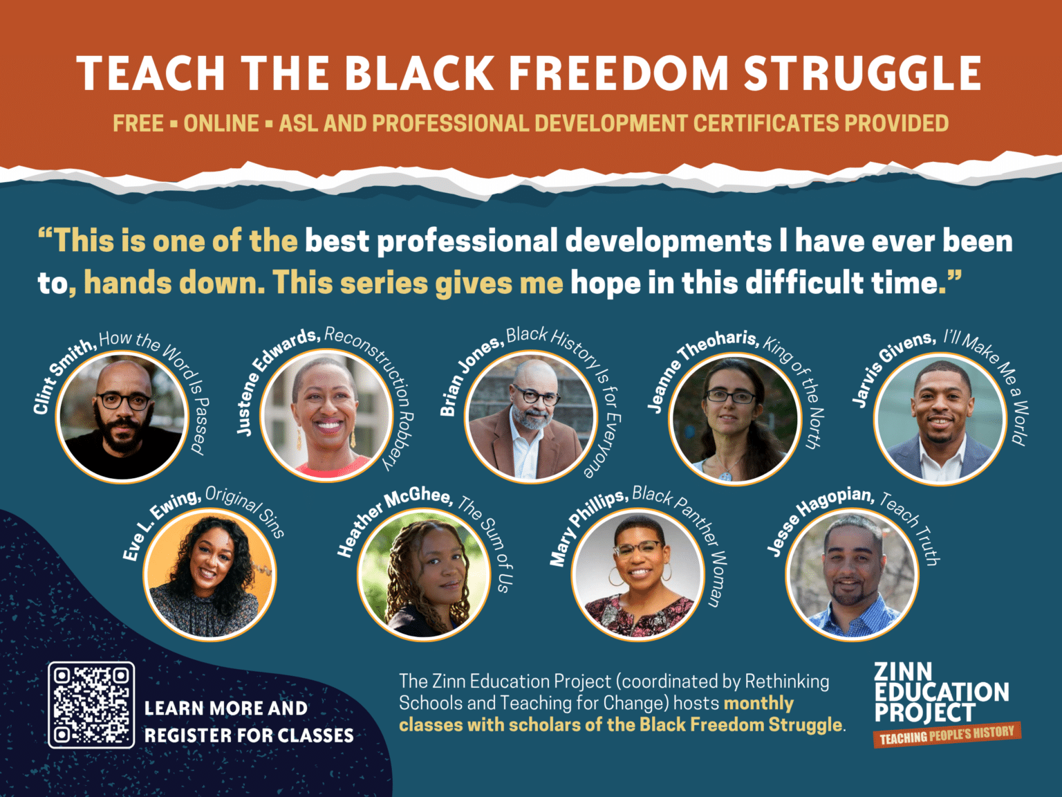Teach the Black Freedom Struggle with head shots on navy background