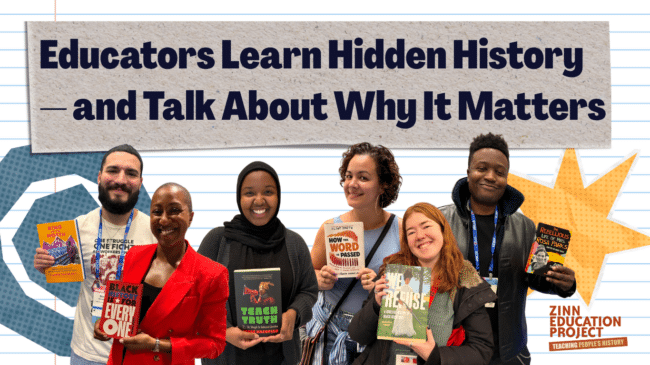 Educators learn hidden history and talk about why it matters graphic with people holding books