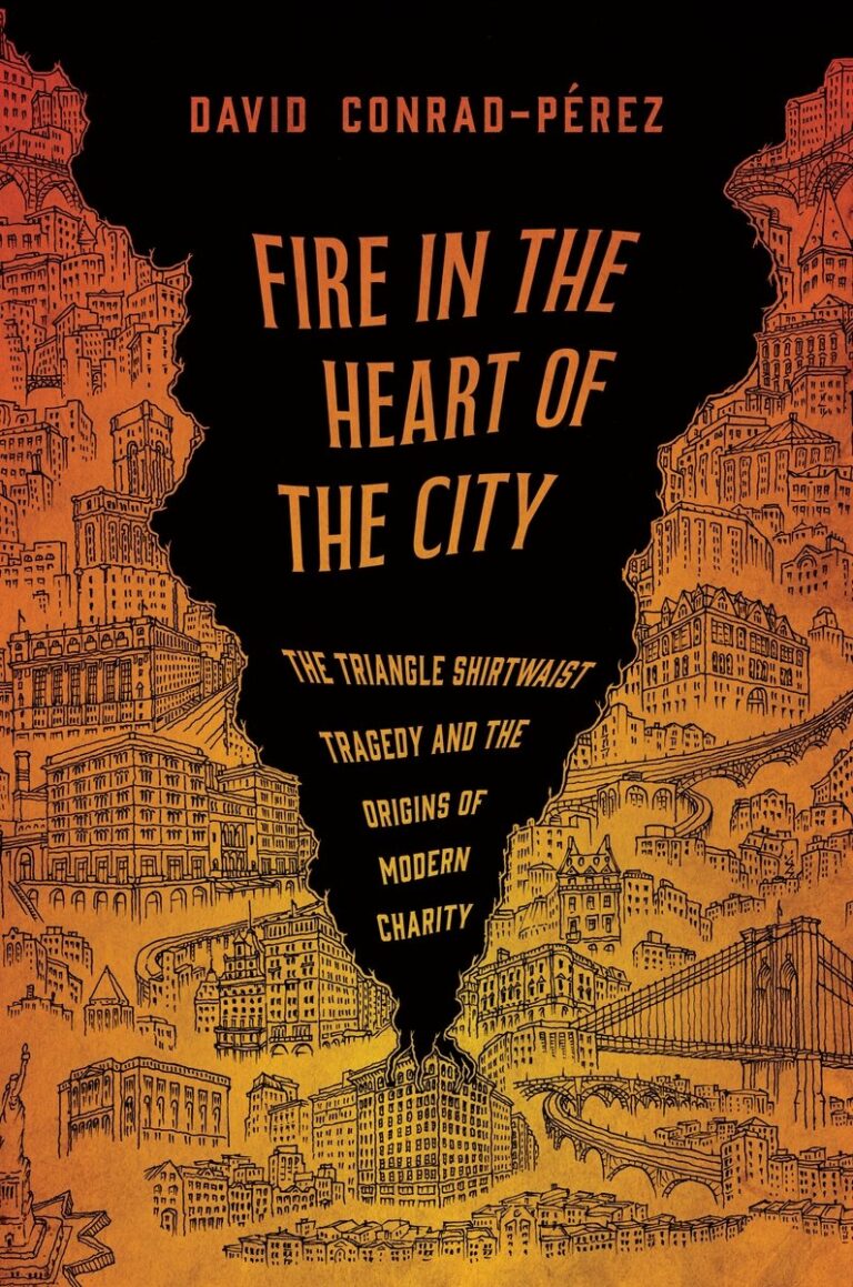 book cover of Fire in the Heart of the City with black and orange drawing